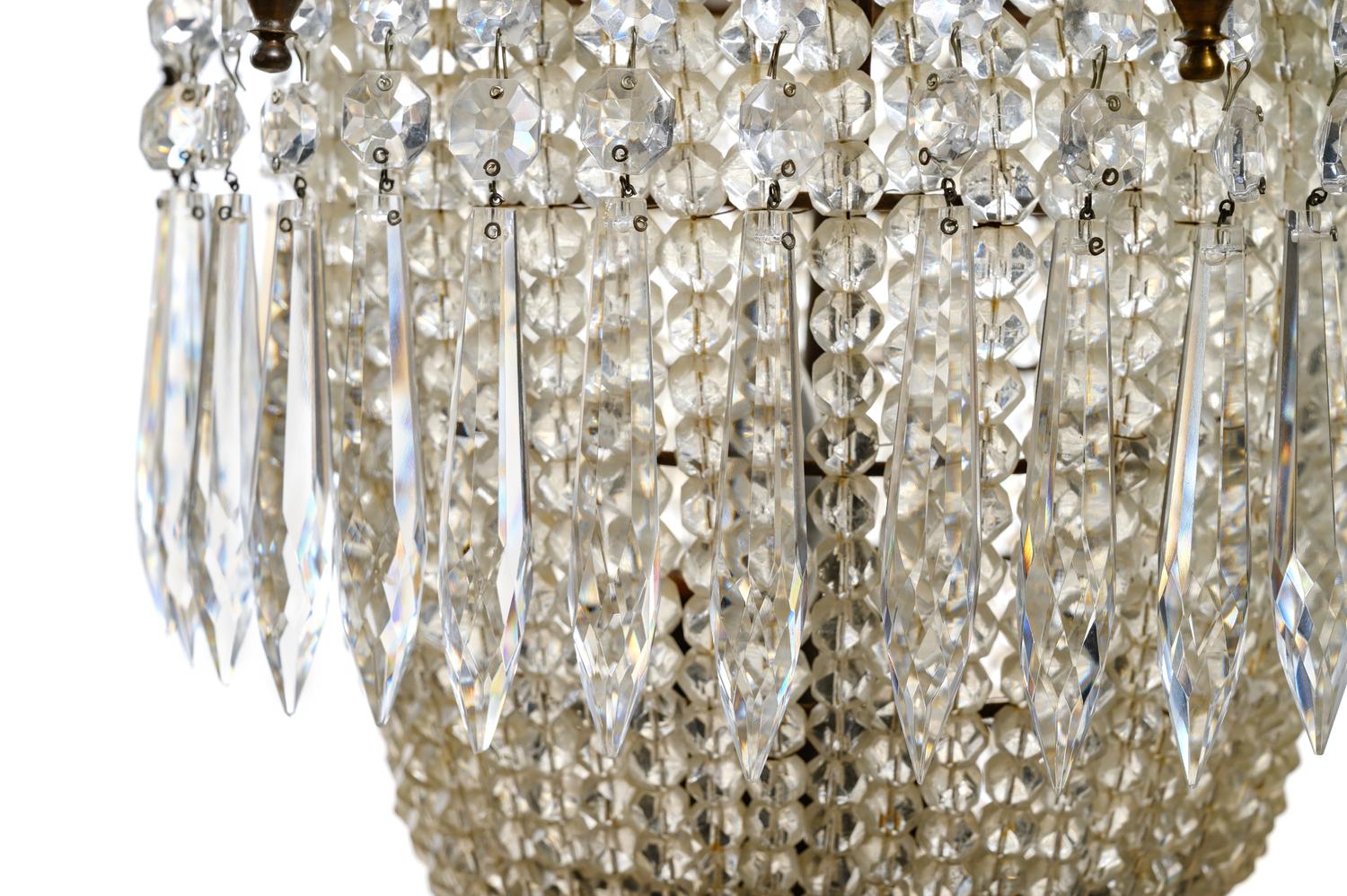A French Gilt Metal and Cut Glass Six-Light Chandelier