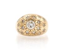 A 14 Karat Yellow Gold and Diamond Ring, 4.30 dwts.