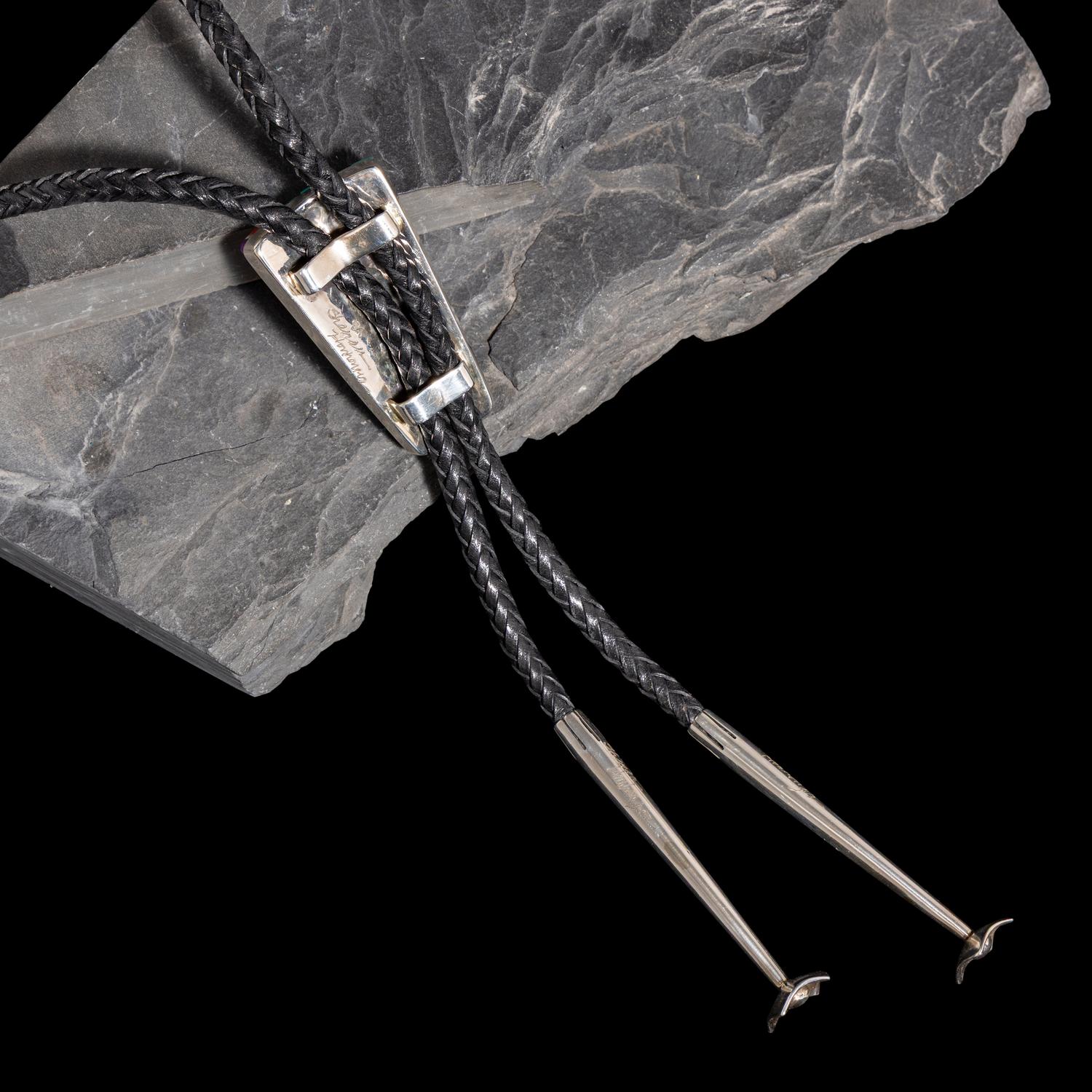 Sherian Honhongva (Hopi, b. 1960) — Sterling Silver and Multi-stone Inlay Bolo Tie