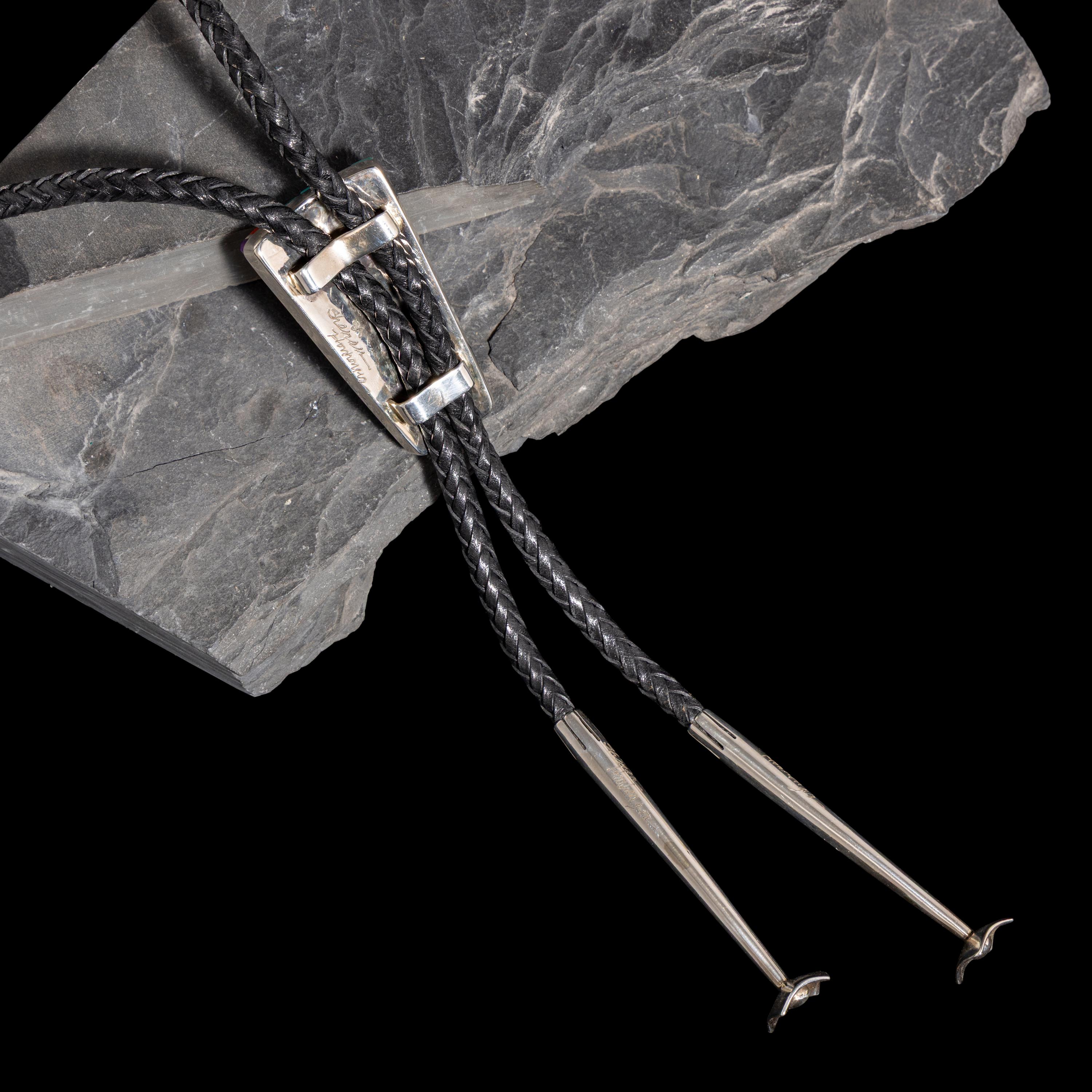 Sherian Honhongva (Hopi, b. 1960) — Sterling Silver and Multi-stone Inlay Bolo Tie