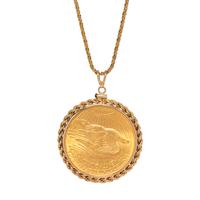 YELLOW GOLD AND US $20 LIBERTY COIN PENDANT/NECKLACE