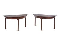 A Pair of George III Mahogany Demilune Console Tables