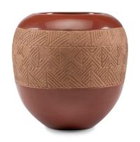 Incised Redware Pottery Jar