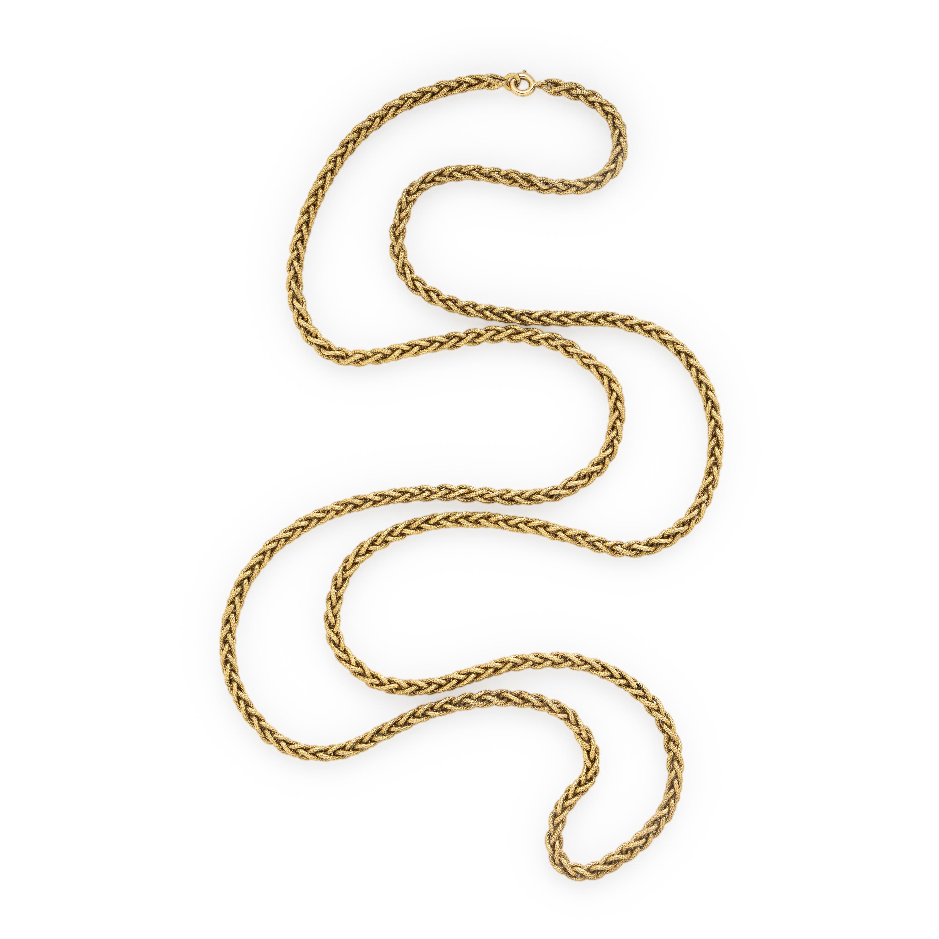 Yellow Gold Long Chain Necklace