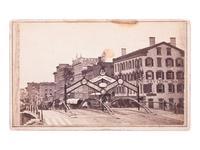 BONTA & CURTISS, photographers. CDV of the Civil War homecoming arch made to welcome Syracuse regiments back from war. Syracuse, NY.