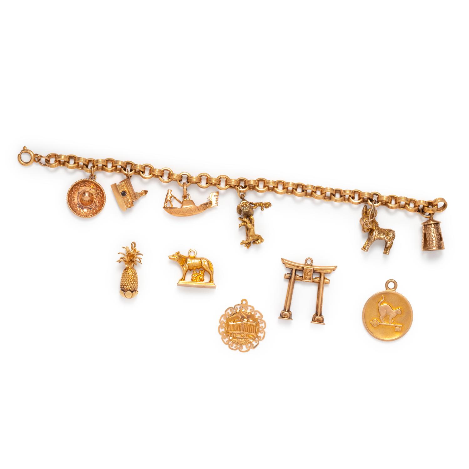 YELLOW GOLD CHARM BRACELET