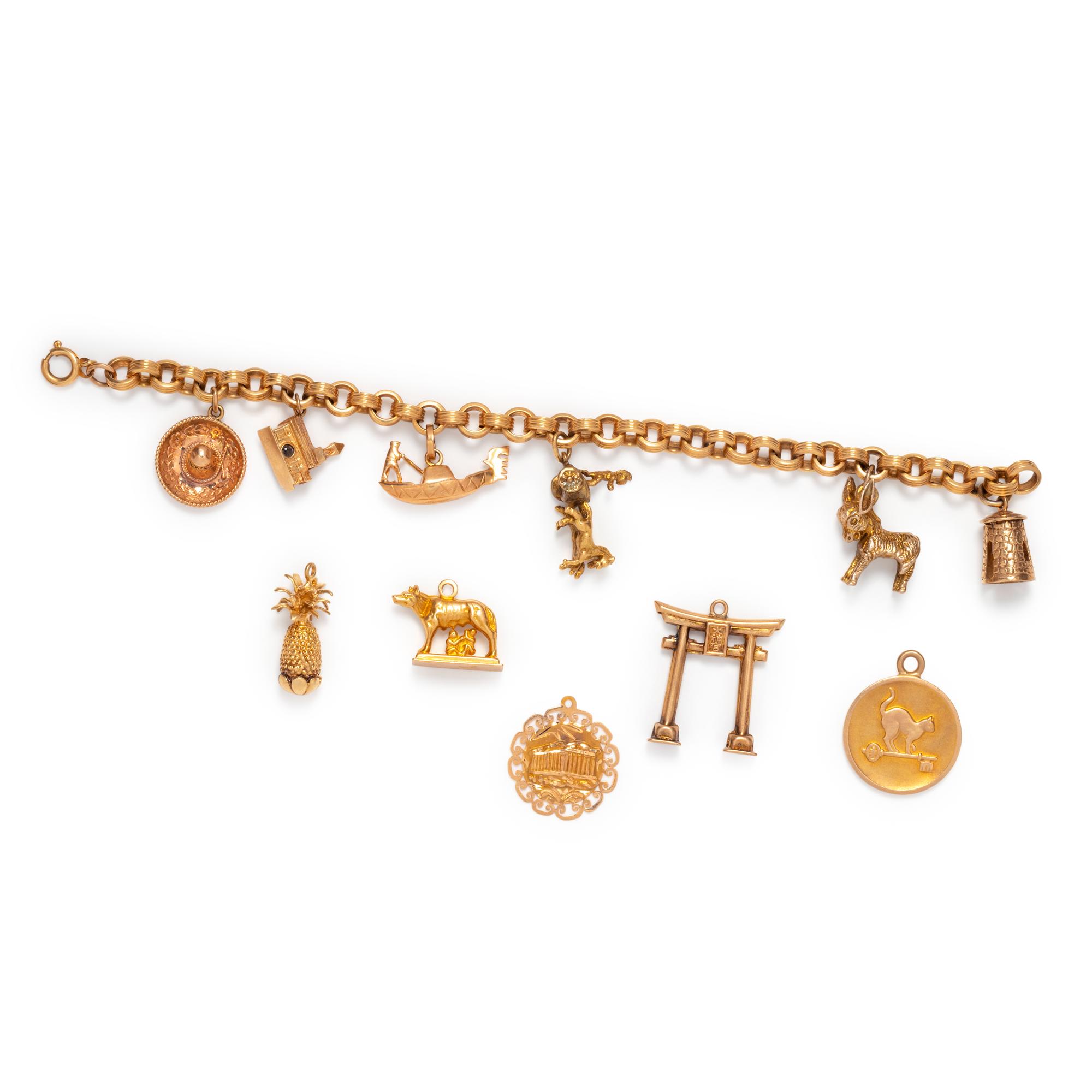 YELLOW GOLD CHARM BRACELET