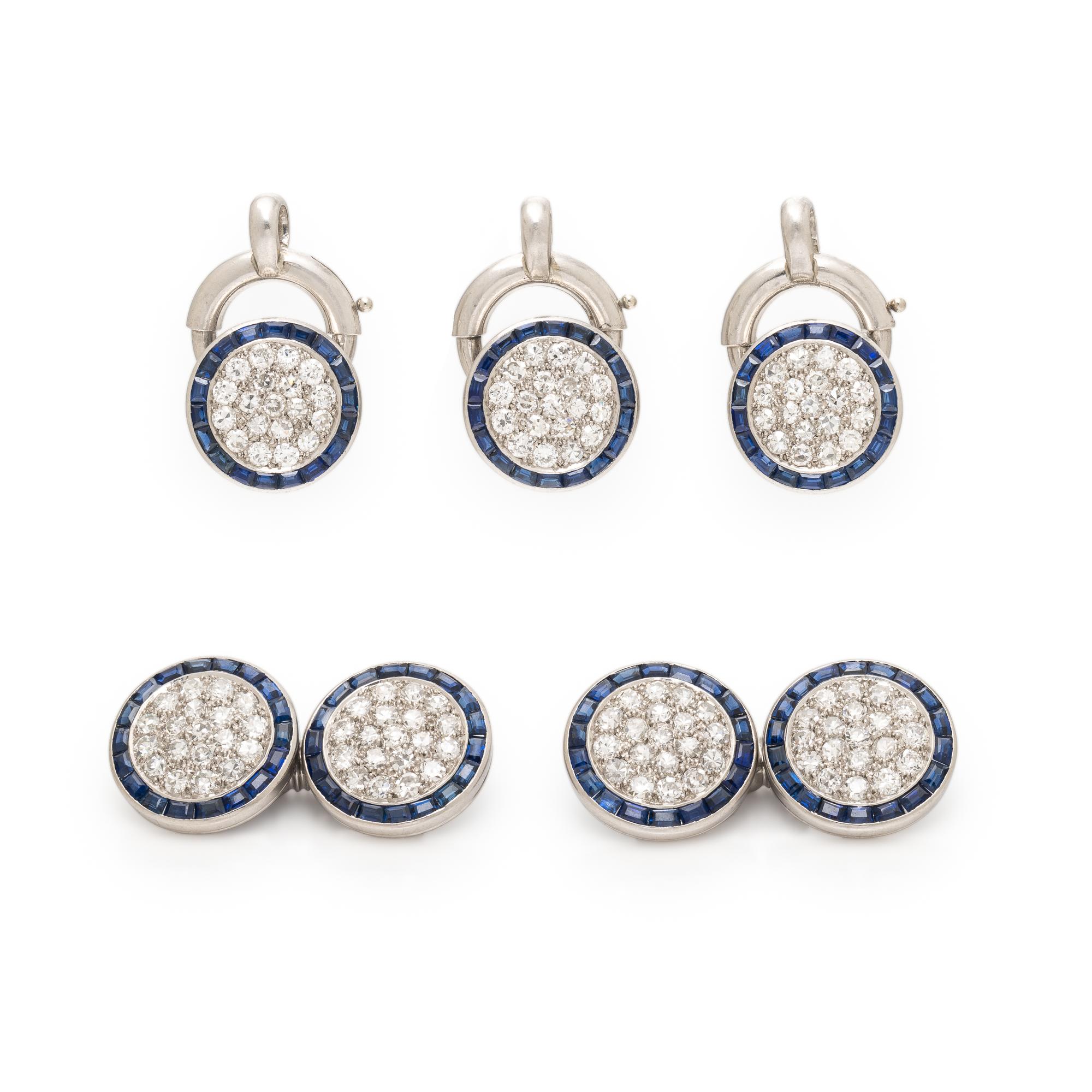 Diamond, Sapphire, and Platinum Dress Set