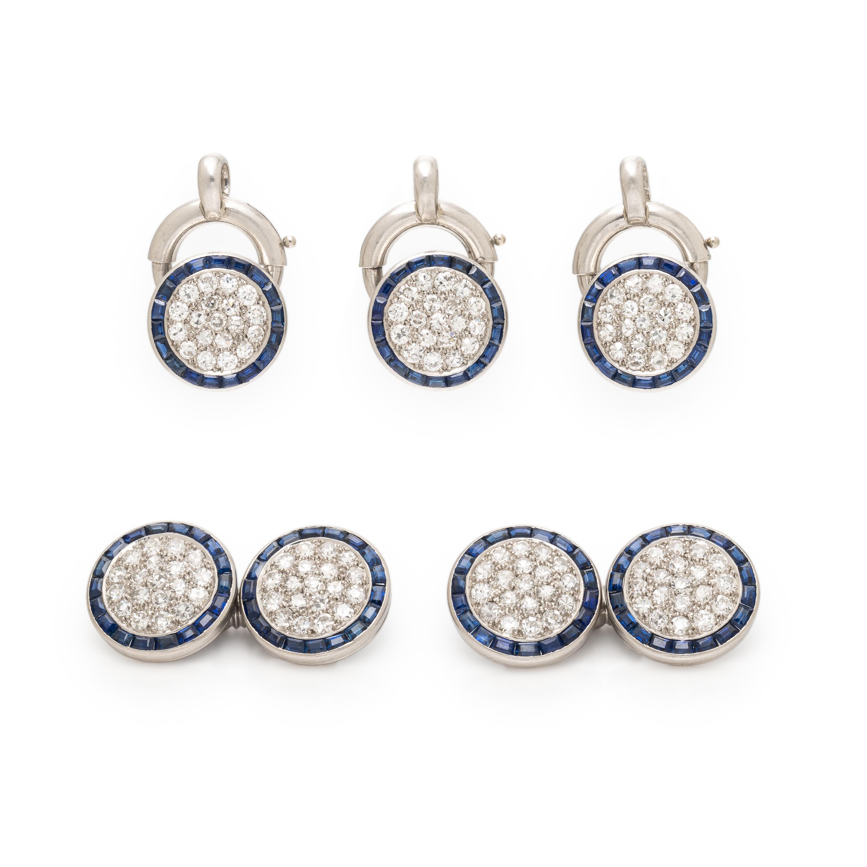Diamond, Sapphire, and Platinum Dress Set