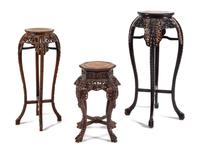 Three Hardwood Side Stands Height of tallest 43 inches. — 19TH CENTURY