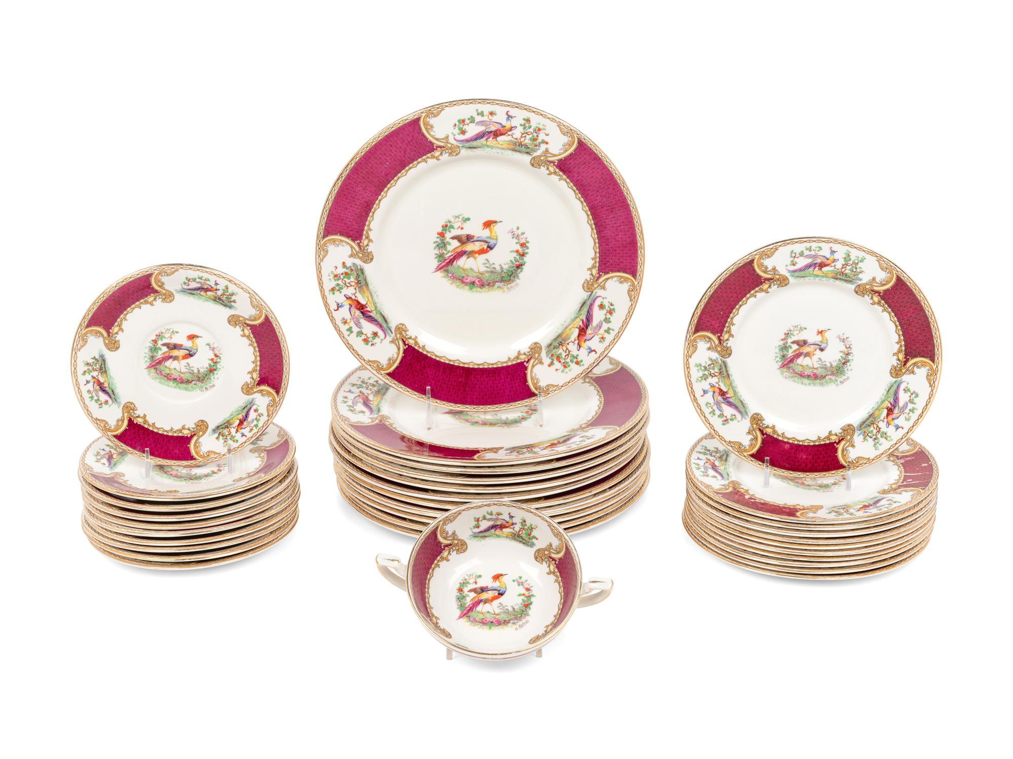 A Myott Staffordshire Chelsea Bird Partial Dinner Service