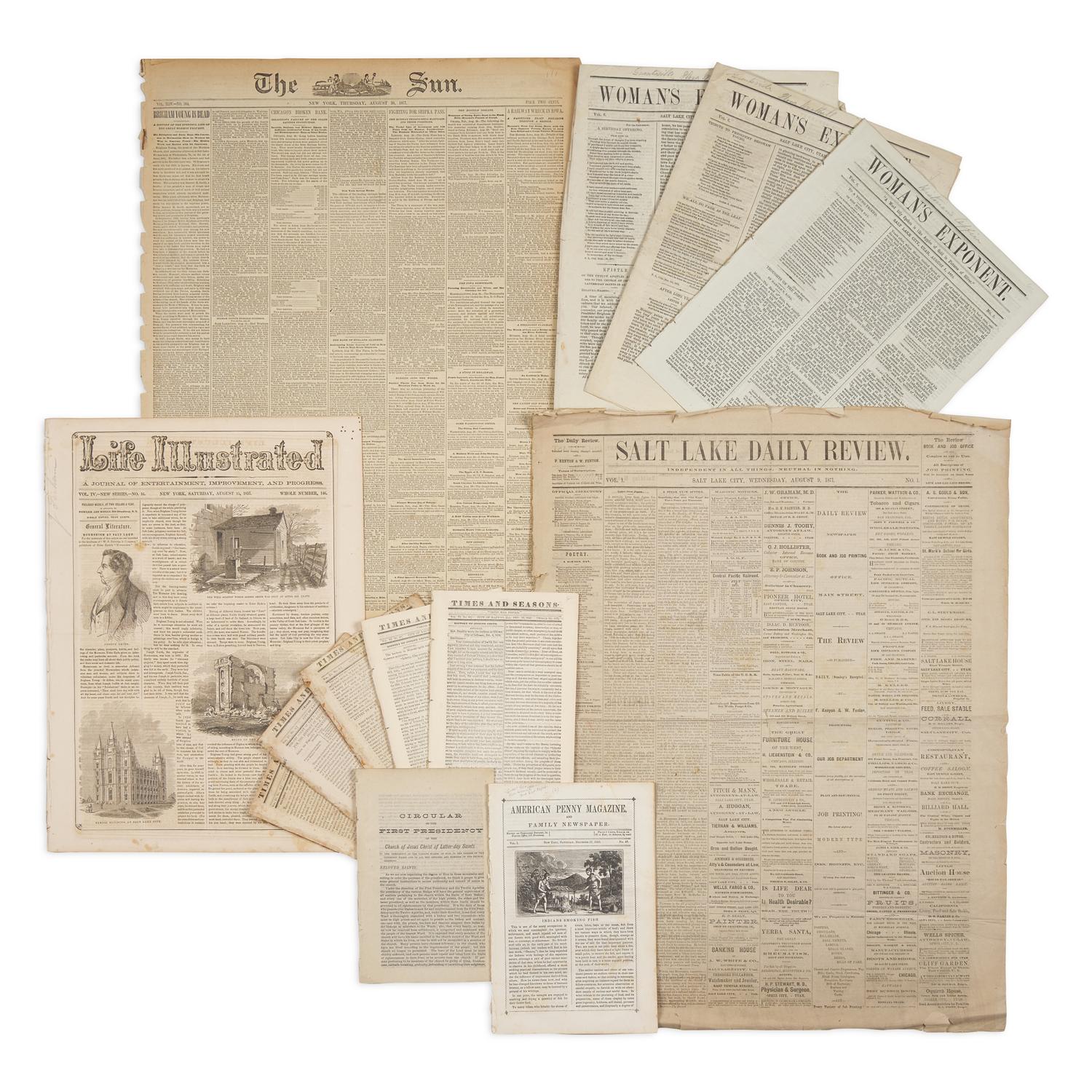[Mormonism] Group of 13 Printed Items Related to Mormonism, ca. 1842-1879