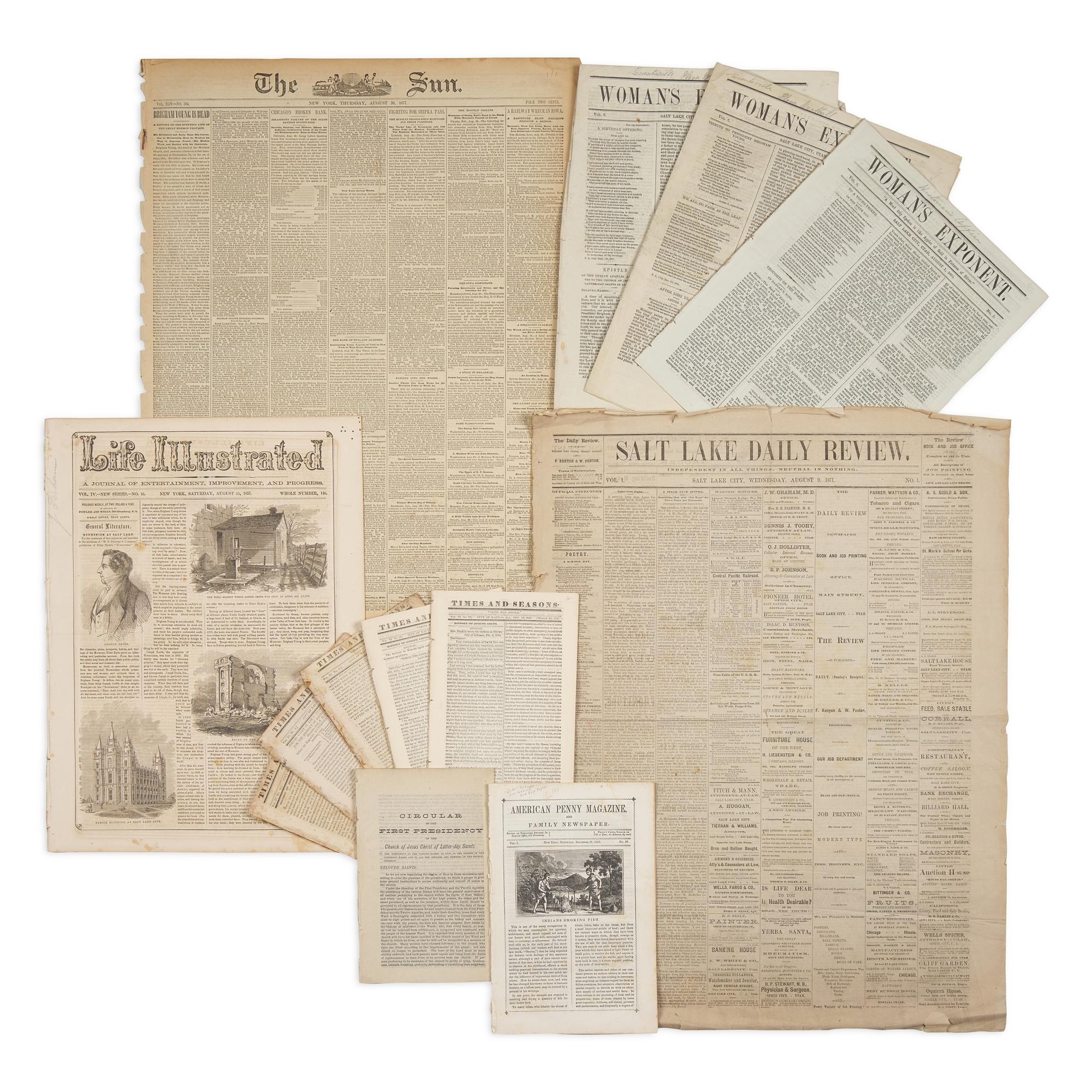 [Mormonism] Group of 13 Printed Items Related to Mormonism, ca. 1842-1879