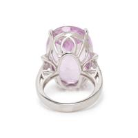 KUNZITE, DIAMOND, AND WHITE GOLD RING