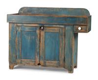 A Country Blue Painted Pine Dry Sink