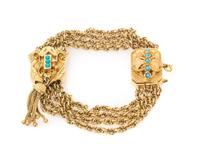 A Demi Parure of Yellow Gold and Turquoise Jewelry, 59.50 dwts.