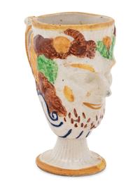 A Staffordshire Pottery Satyr Mug with an Interior Frog