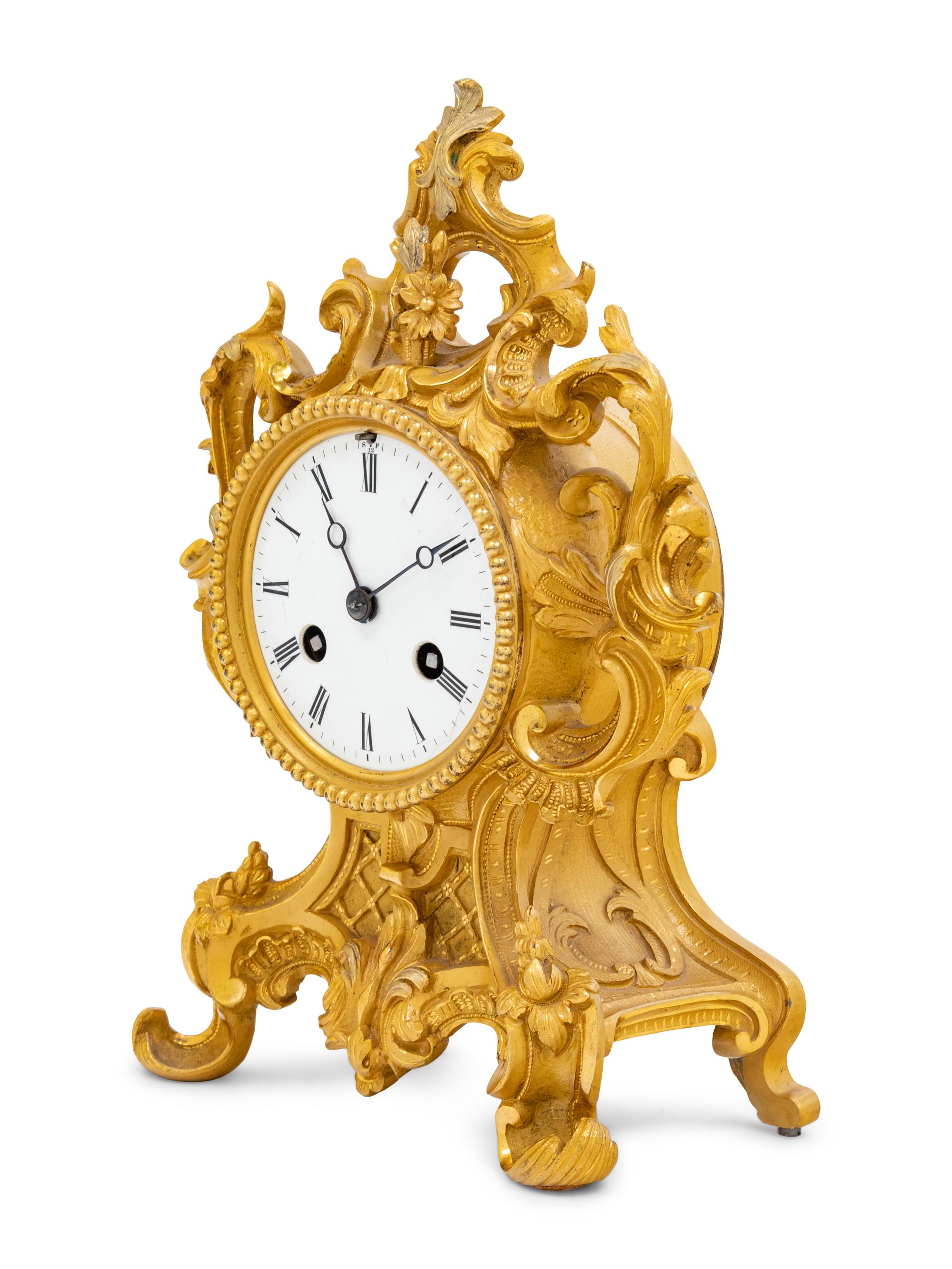 A French Gilt Bronze Mantel Clock by Jean-Baptiste Delettrez (1816-1887)