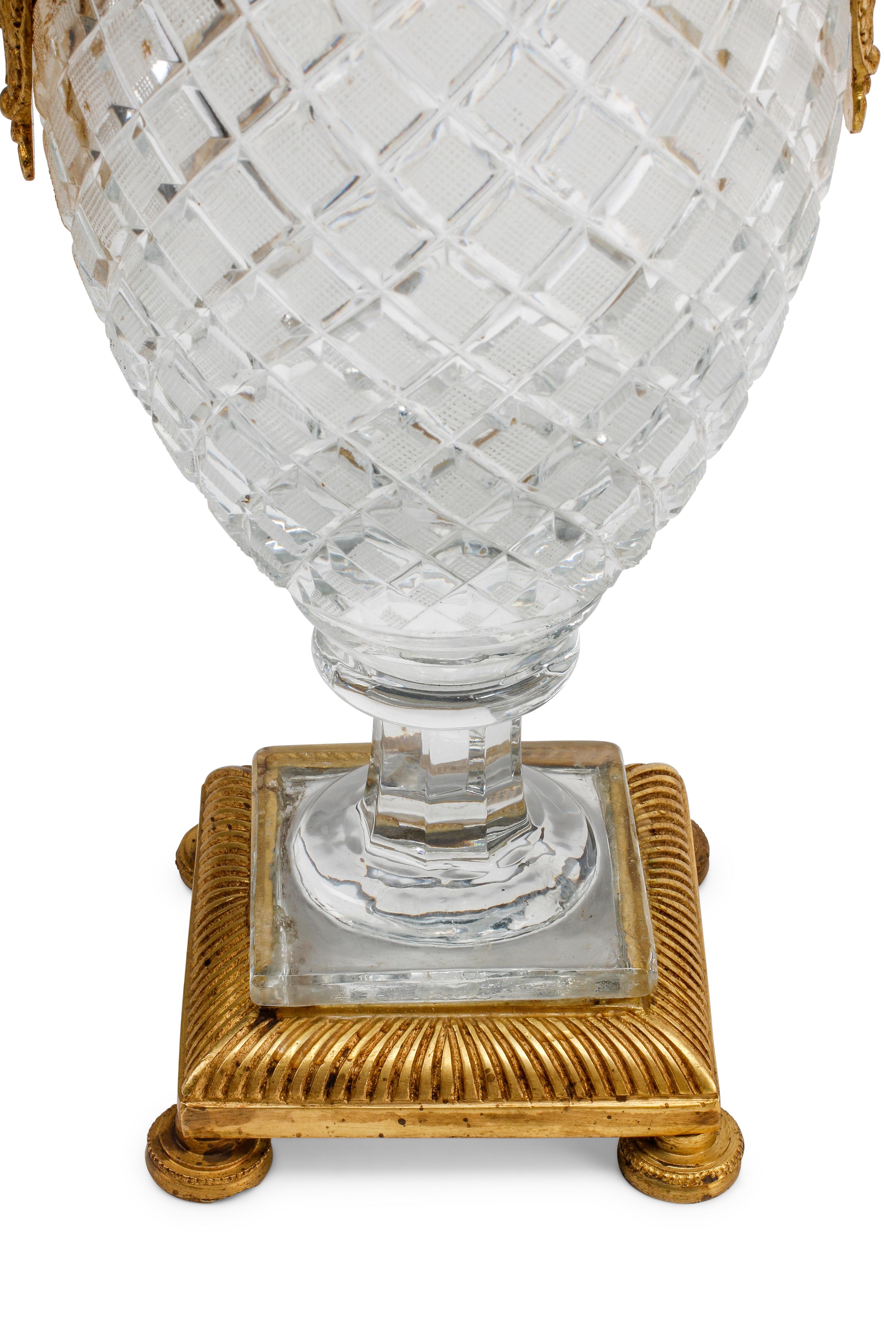 A Pair of Cut Glass and Gilt Bronze Mounted Vases