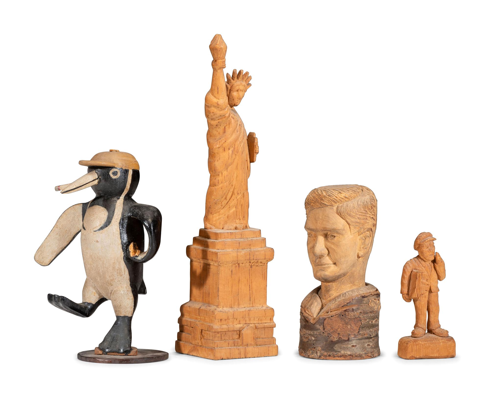 Four Folk Art Wood Carvings