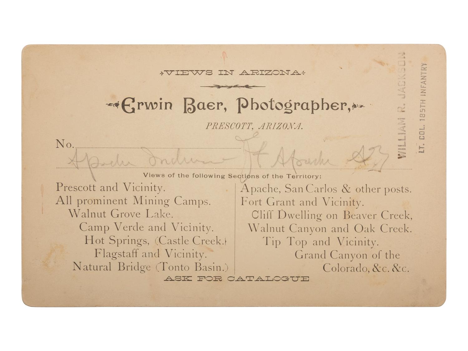 [NATIVE AMERICANS]. BAER, Erwin, photographer. Apache Indians, Ft. Apache, AZ . Prescott, AZ, n.d.