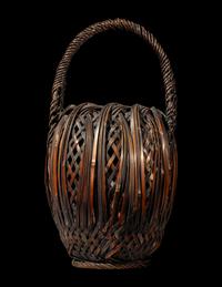 A Japanese Ikebana Bamboo Basket