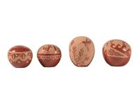 Miniature Sgraffito Redware Seed Jars