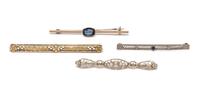 A Collection of Gold Bar Brooches,