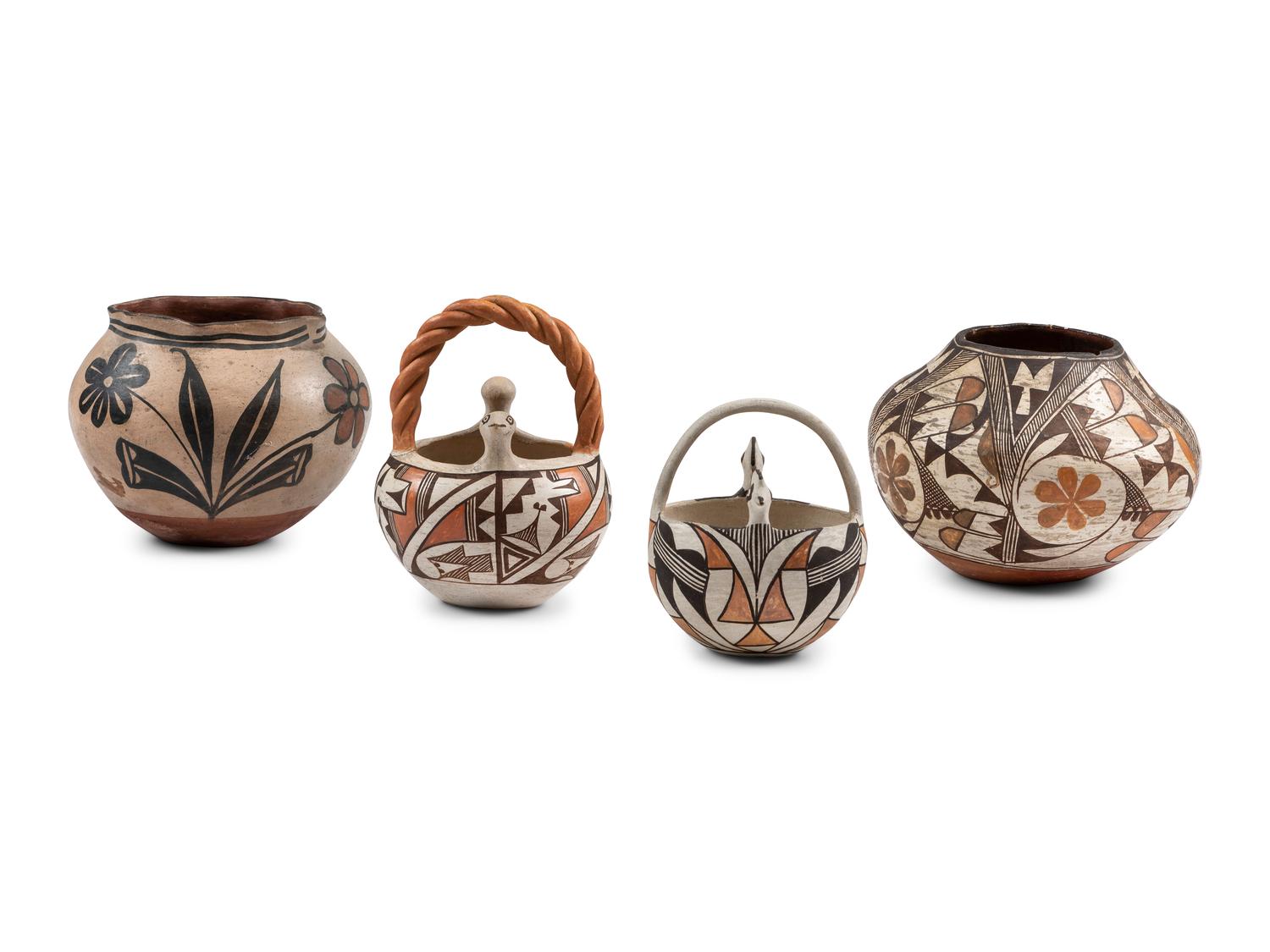 Kewa and Acoma Polychrome Pottery Jars