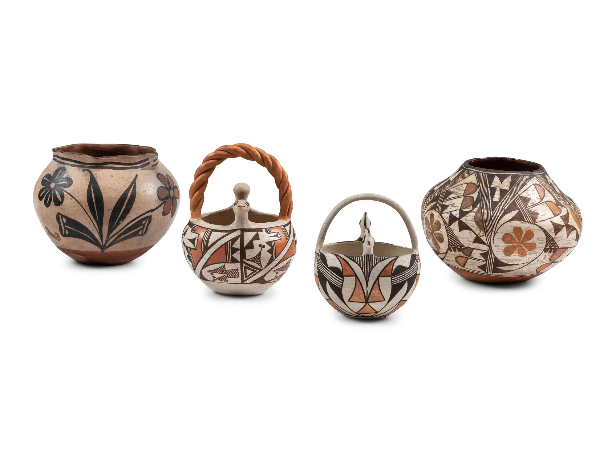 Kewa and Acoma Polychrome Pottery Jars