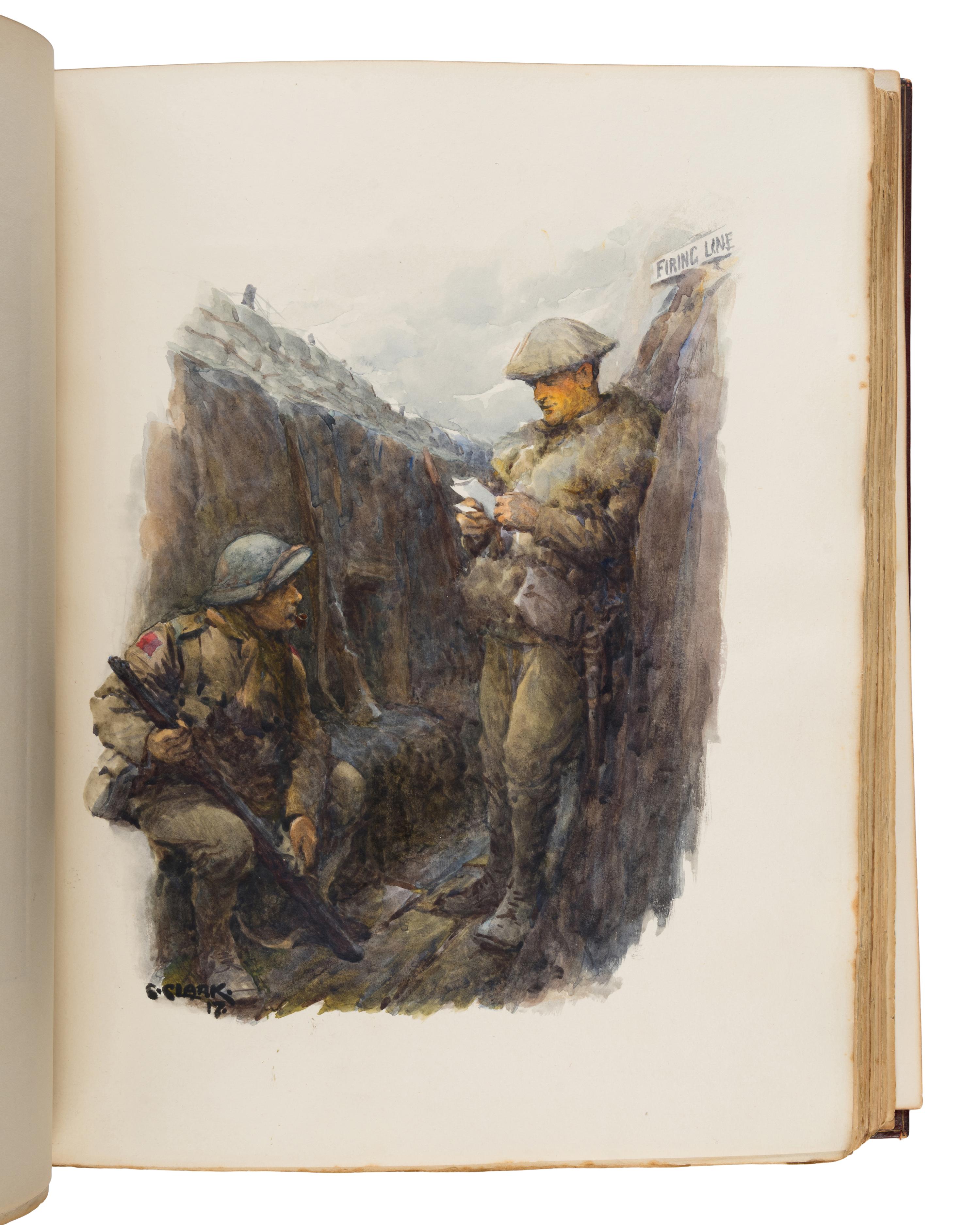 [The Red Cross]. An exceptional album of autographs, letters, and original artwork assembled to benefit the British Red Cross during WWI. [N.p.: N.p.], 1917.