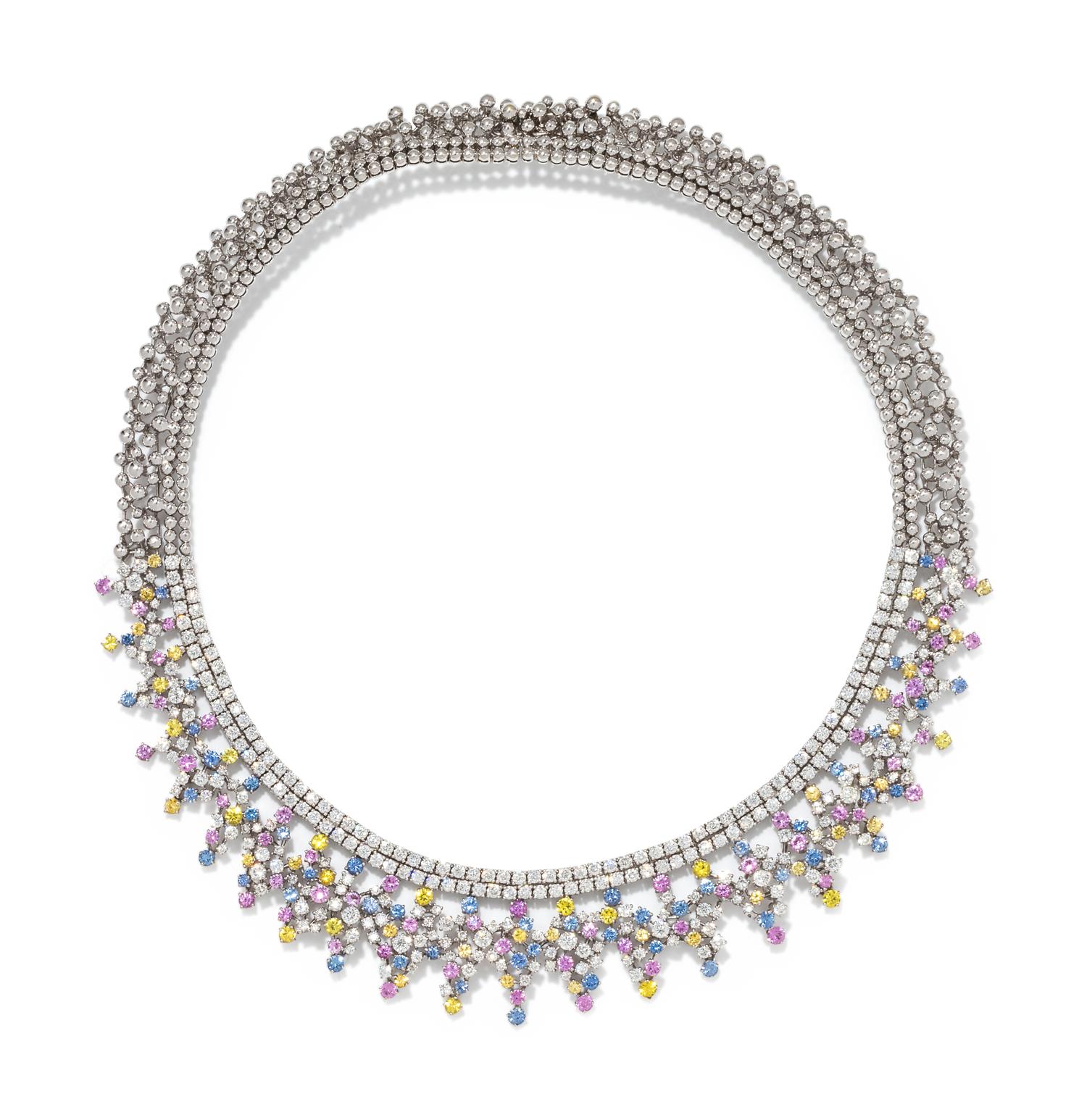 DIAMOND AND MULTICOLOR SAPPHIRE NECKLACE