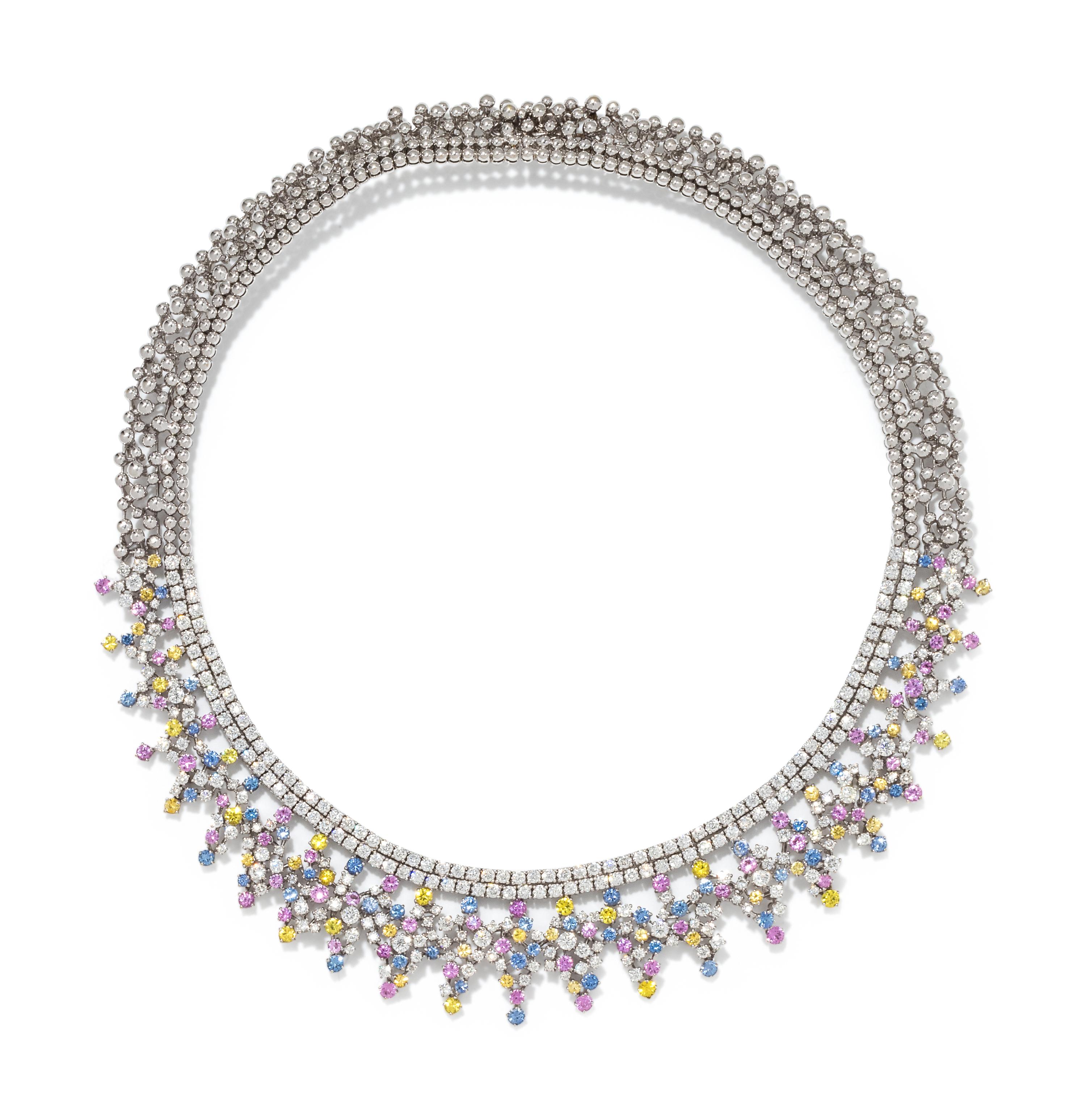 DIAMOND AND MULTICOLOR SAPPHIRE NECKLACE