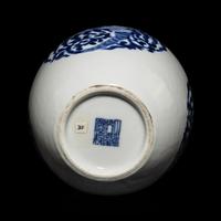 Two Chinese Blue and White Porcelain Globular Brush Washers, 20th Century — 近代 青花龍鳳紋水盂兩件