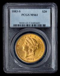 A United States 1883-S Liberty Head $20 Gold Coin