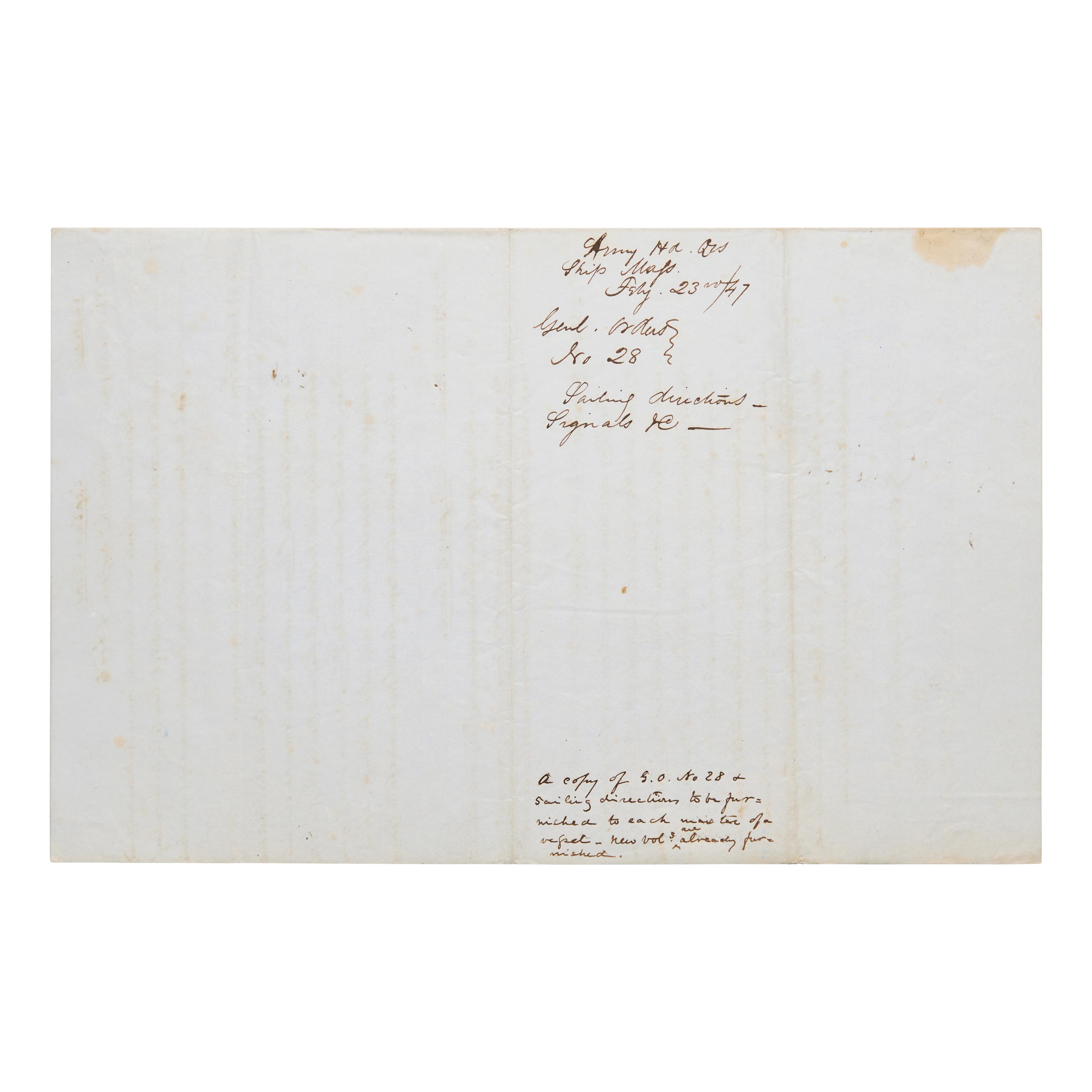 *[Mexican-American War] Contemporary Manuscript Naval Document of Instructions for the First Large-Scale Amphibious Invasion in American Military History