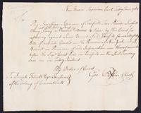 (COLONIAL LEGAL DOCUMENT) Manuscript document rewarding money to a Jonathan Filliman for reporting a counterfeiter.