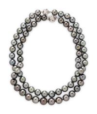 TWO NESTING STRANDS OF TAHITIAN CULTURED PEARLS