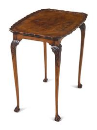 A Pair of George II Style Walnut Tray-Top Tea Tables