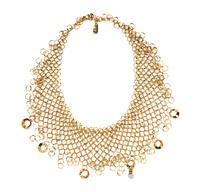 An 18 Karat Yellow Gold and Diamond Mesh Bib Necklace, Orlando Orlandini, 31.50 dwts.