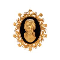 YELLOW GOLD AND DIAMOND PORTRAIT PENDANT/BROOCH