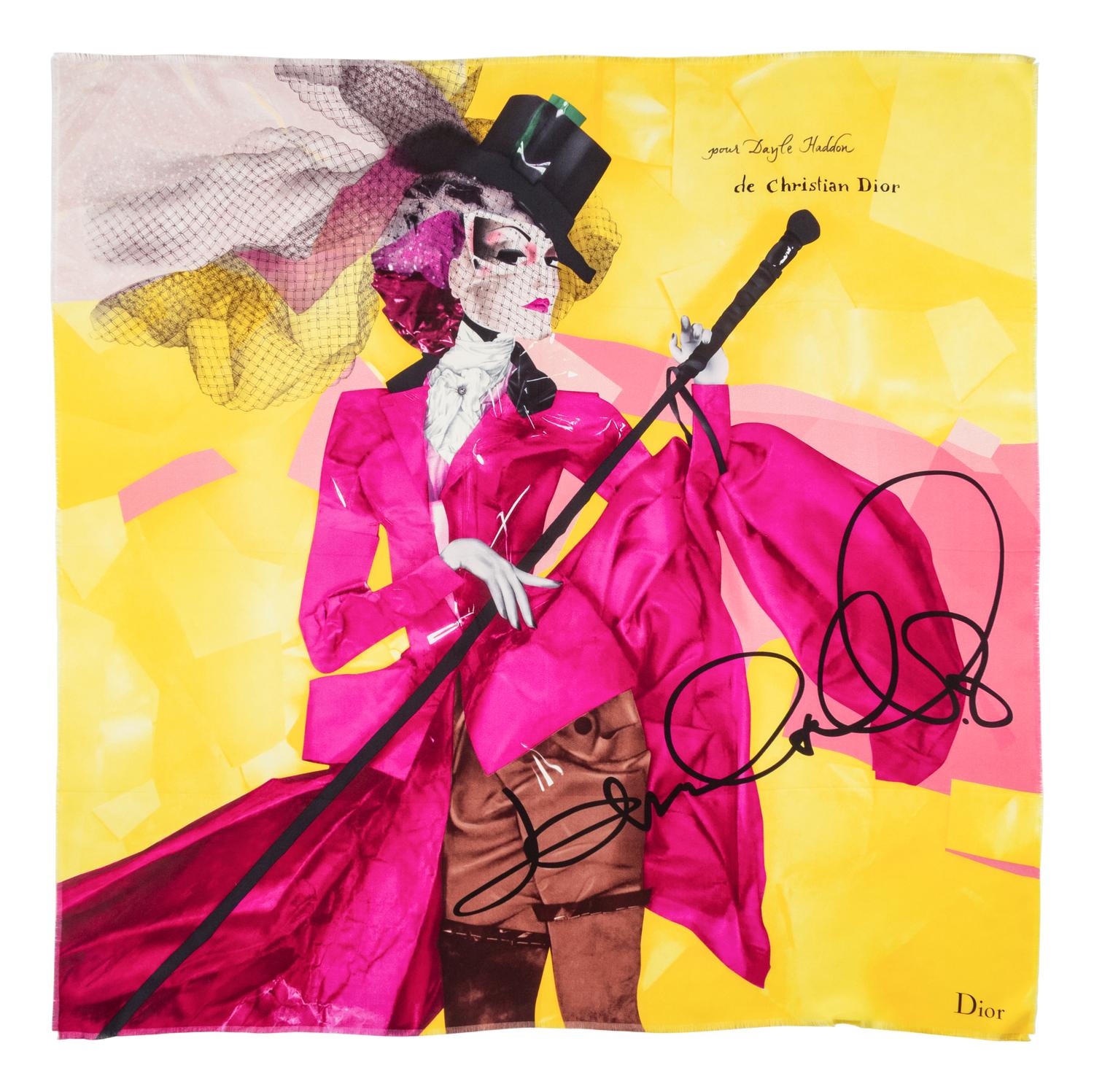 Christian Dior, Silk Scarf signed to Dayle Haddon from John Galliano