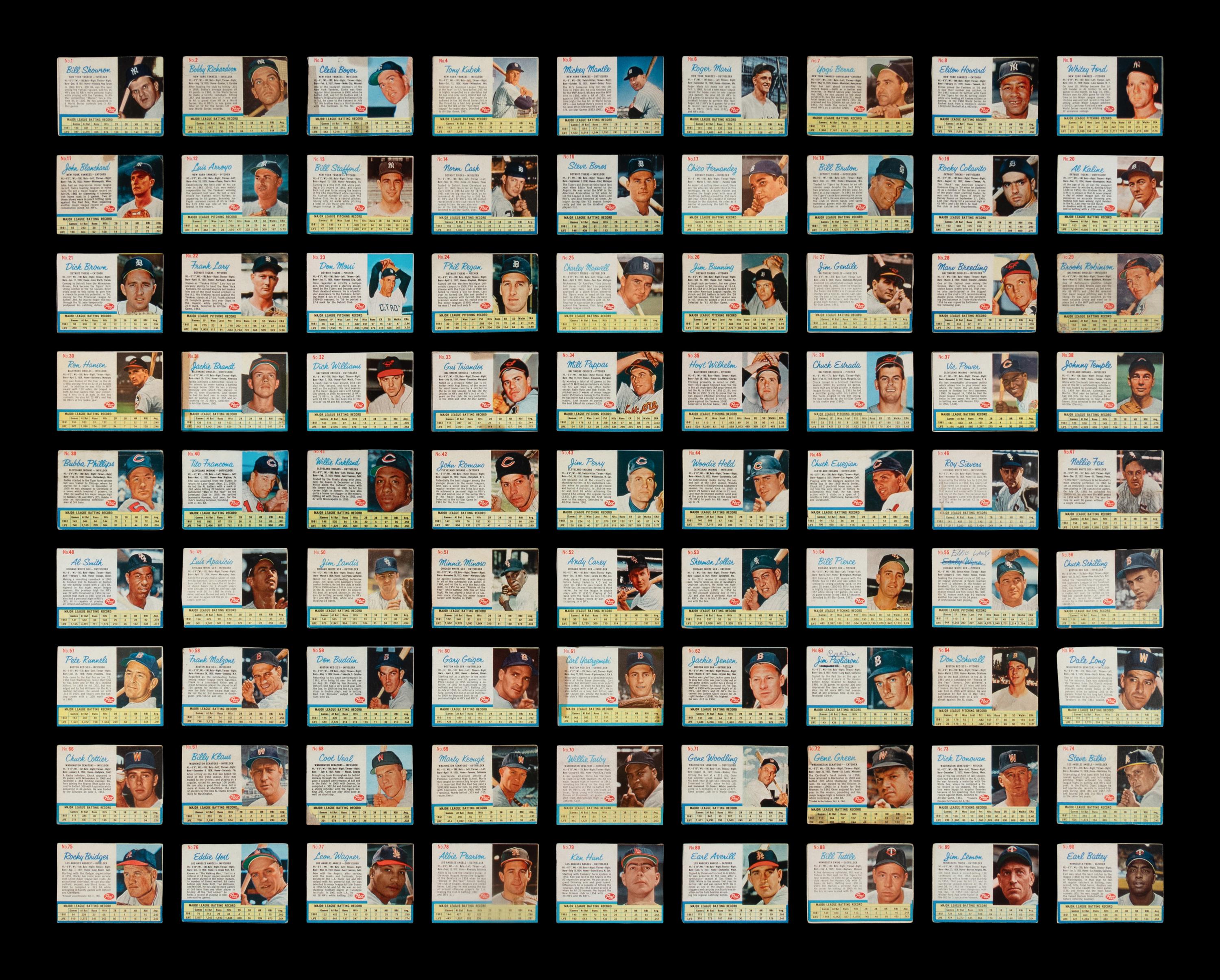 A Near Set of 1962 Post Cereal Baseball Cards (193/200)