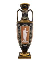 A Mintons Pâte-sur-Pâte Brown-Ground Vase