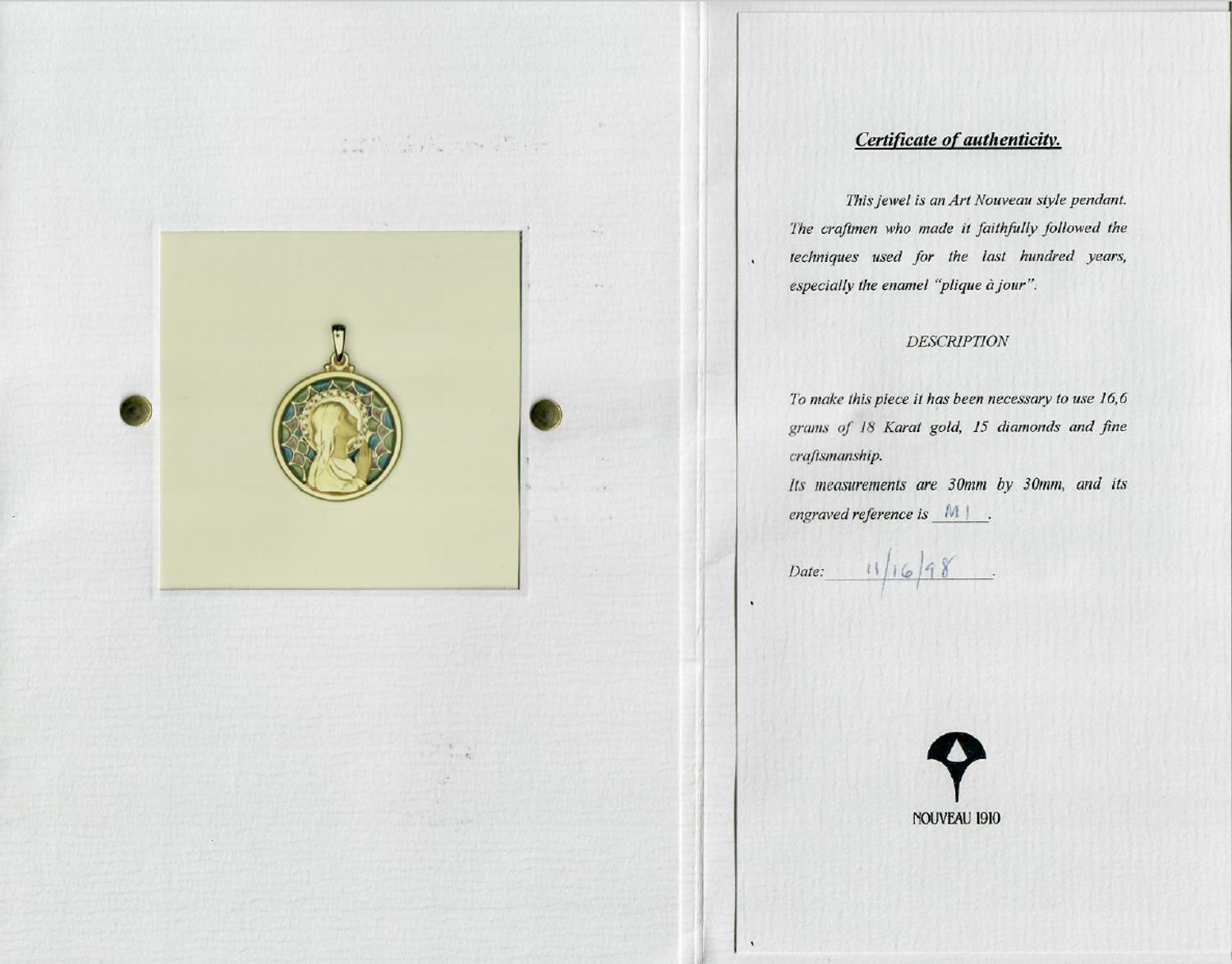 ART NOUVEAU, YELLOW GOLD AND PLIQUE- À-JOUR ENAMEL PENDANT NECKLACE