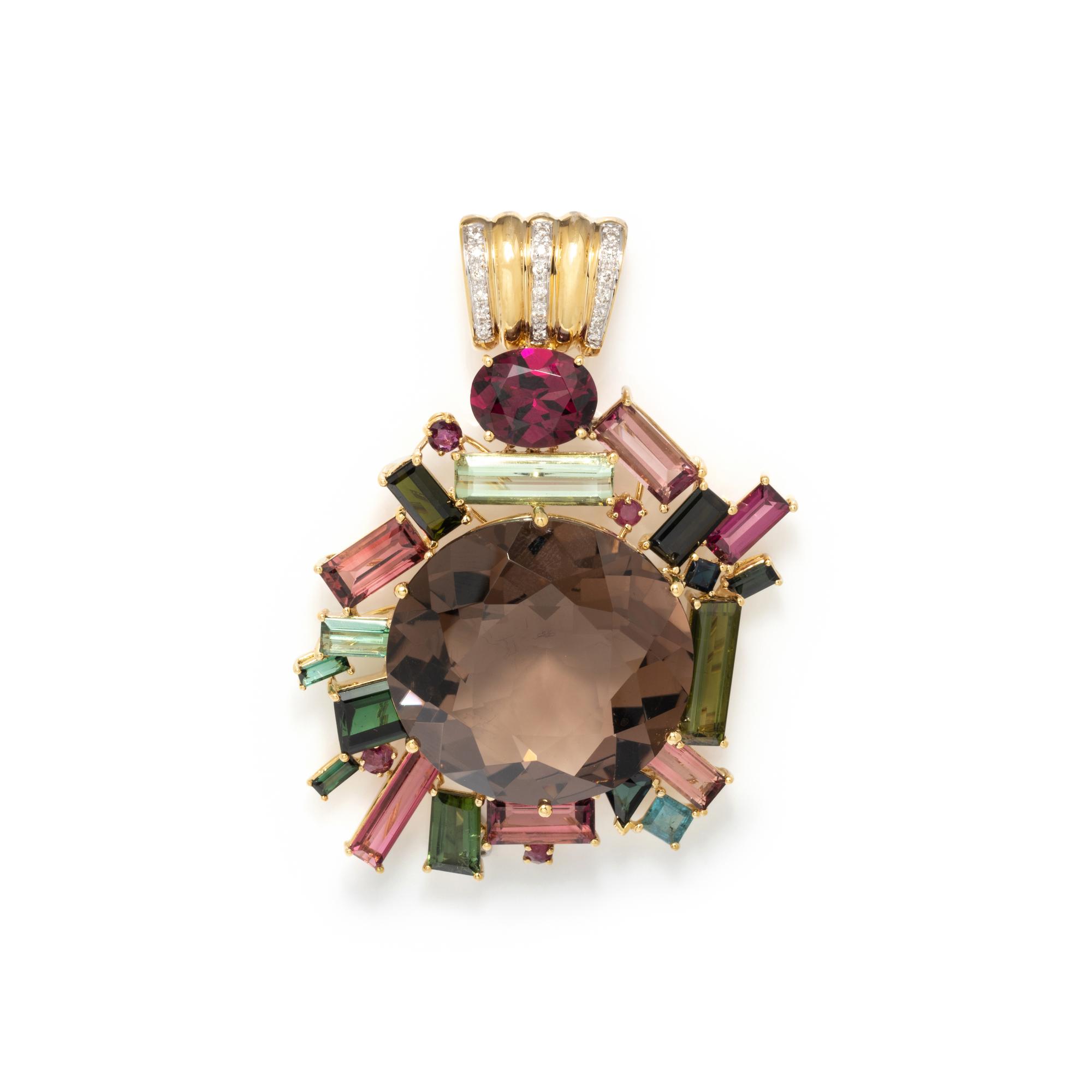 MULTIGEM AND DIAMOND PENDANT