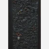 A Chinese carved hardwood six-panel “Dragons” screen 硬木浮雕龙纹六开屏风