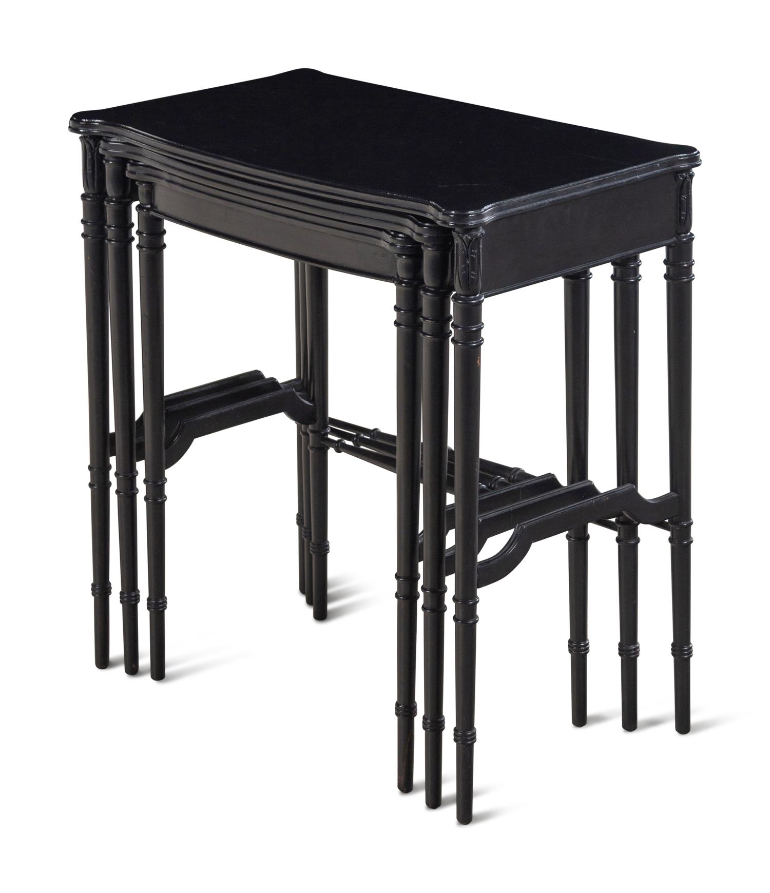 A Set of Three Ebonized Nesting Tables