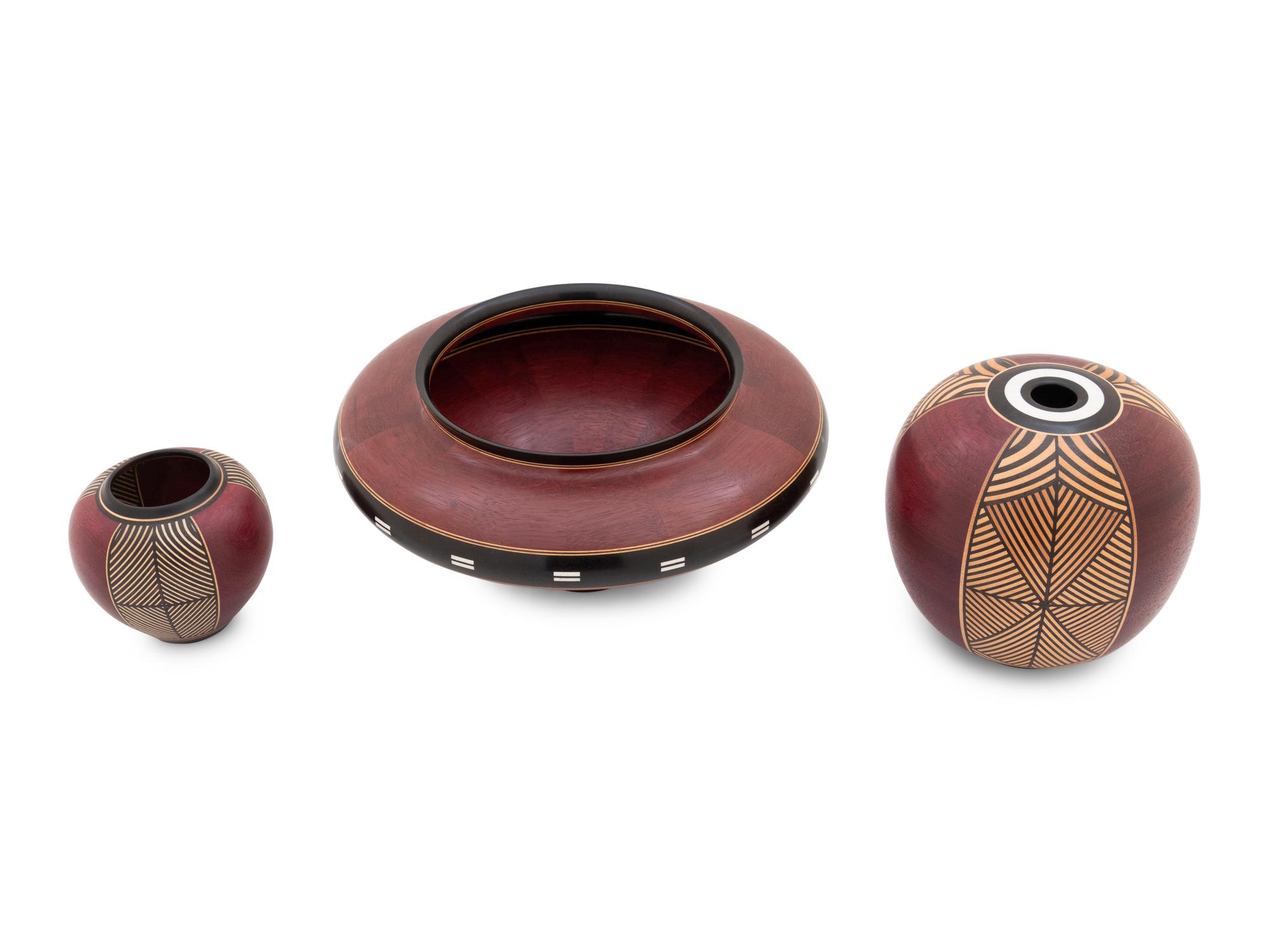 Three Turned Wood Vases by Ray Allen