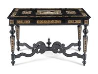 A North Italian Bone-Inlaid Ebonized Library Table